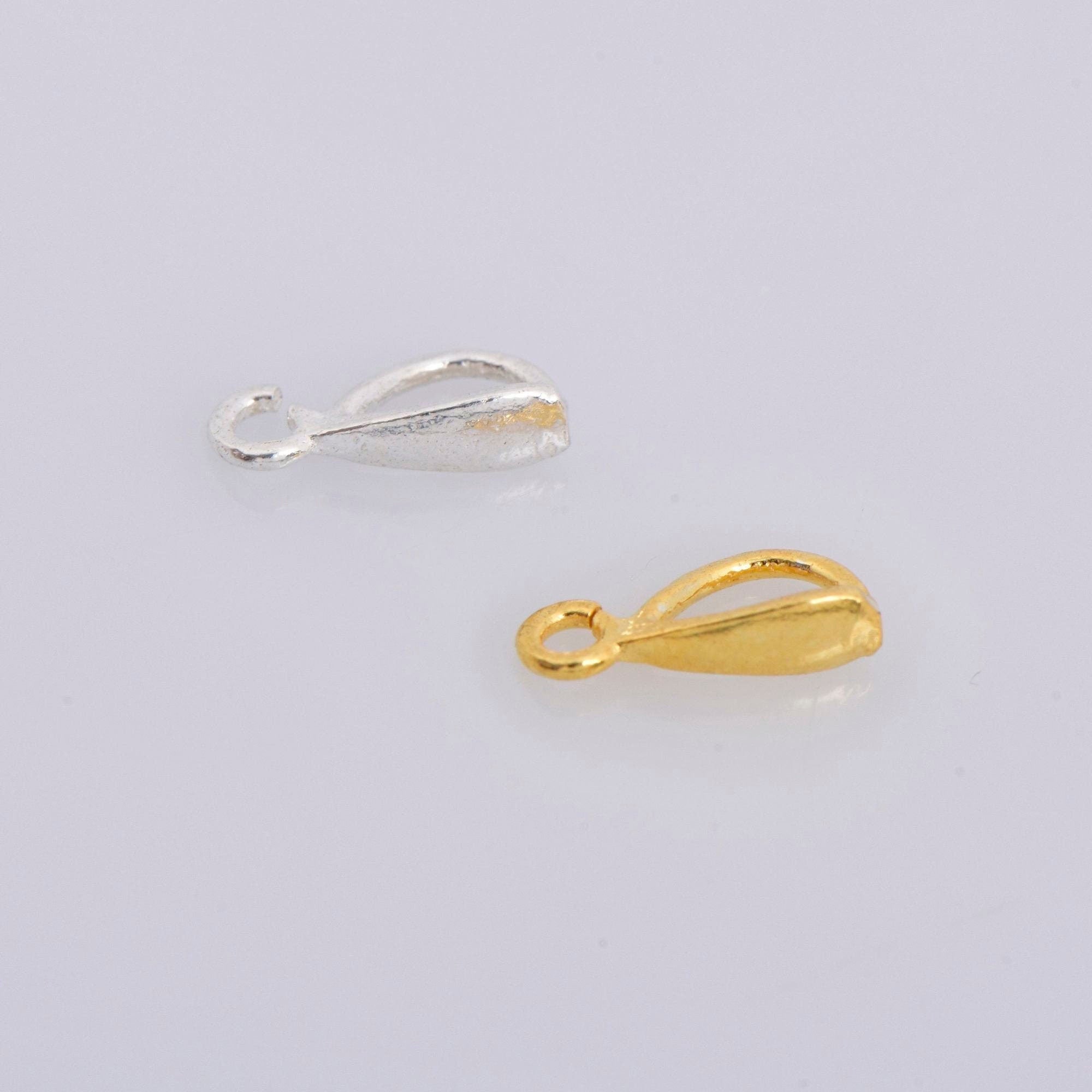 24K Gold Vermeil & 925 Silver Bails with Open Loop, Plated Open Loop Bails, Smooth Connector Bails, Bail Charms, Jewelry Findings, M/VM35