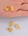 24K Gold Vermeil and 925 Silver Filigree Bails with Open Loop, Antique Silver Open Loop Bails, Connector Bails, Silver Findings, M/VM36