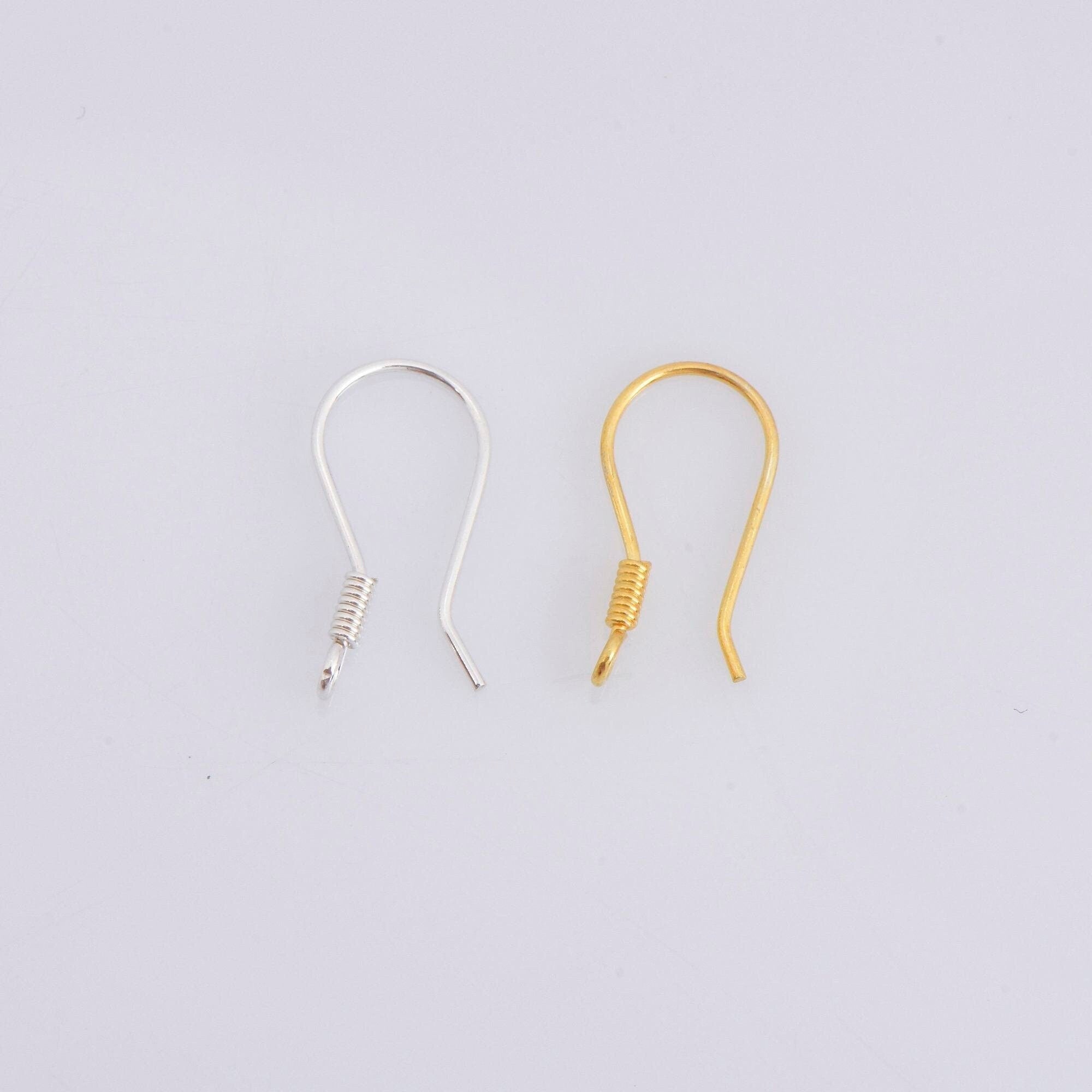 24K Gold Vermeil and 925 Silver Ear Wires, Silver Earring Hooks in Gold, Fancy Ear Wires, Earrings Making Supply, Jewelry Findings, M37/VM37