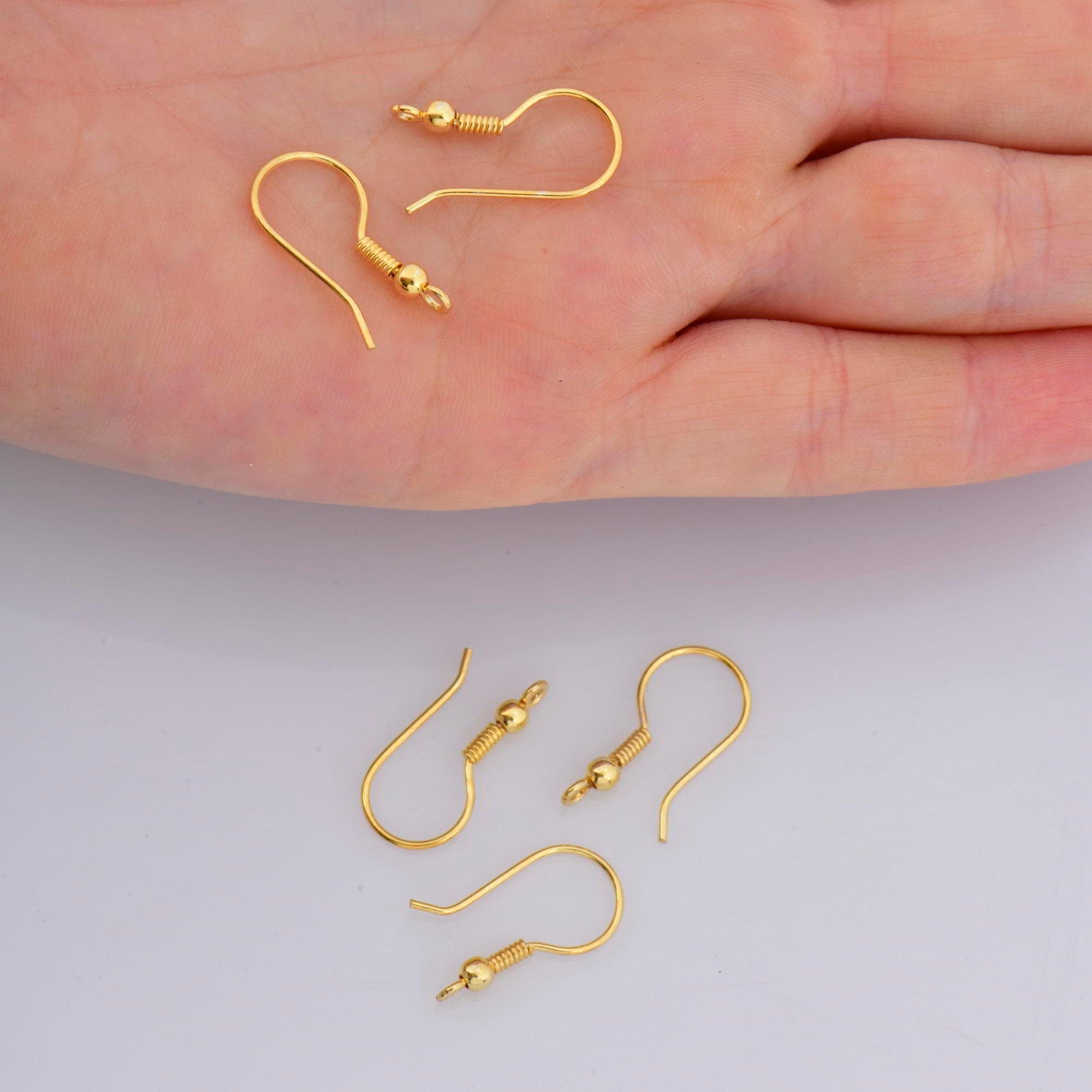 24K Gold Vermeil Ear Wires, 24K Gold Plated Earring Hooks, 925 Silver Ball Ear Wires, Earrings Making Supply, Jewelry Making Findings, VM39