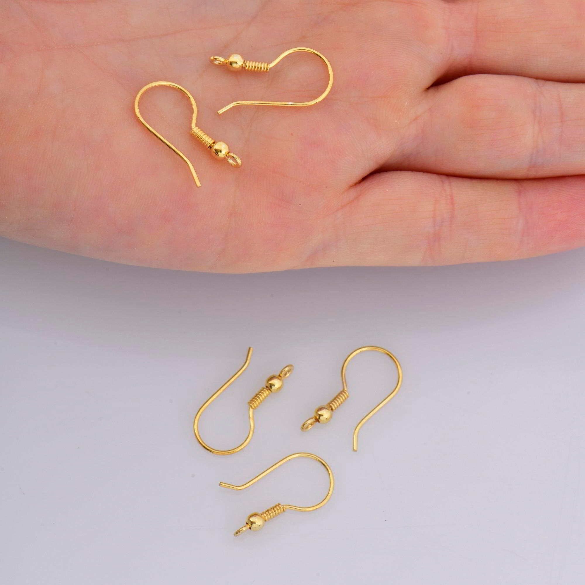24K Gold Vermeil and 925 Sterling Silver Ear Wires, Earring Hooks, Ball Ear Wires, Earrings Making Supply, Jewelry Findings, M39/VM39