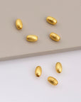 24K Gold 8mmx5mm Plated Seamless Oval Beads, 925 Silver Corrugated Oval Beads in Gold Vermeil, Olive Shape Beads, Jewelry Supplies, VM4C