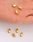 24K Gold 8mmx5mm Plated Seamless Oval Beads, 925 Silver Corrugated Oval Beads in Gold Vermeil, Olive Shape Beads, Jewelry Supplies, VM4C