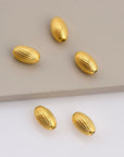 24K Gold Plated Seamless Oval Beads, 925 Silver Corrugated Oval Beads in 24K Gold Vermeil, Olive Shape Beads, Jewelry Supplies, VM4 A-E