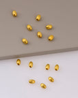 24K Gold Plated Seamless Oval Beads, 925 Silver Corrugated Oval Beads in 24K Gold Vermeil, Olive Shape Beads, Jewelry Supplies, VM4 A-E