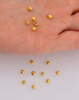 24K Gold 3mm Plated Seamless Round Beads, 925 Silver Corrugated Round Beads in Gold Vermeil, Round Seperator Beads, Jewelry Supplies, VM5A