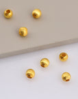 24K Gold 6mm Plated Seamless Round Beads, 925 Silver Corrugated Round Beads in Gold Vermeil, Round Seperator Beads, Jewelry Supplies, VM5D