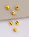 24K Gold 7mm Plated Seamless Round Beads, 925 Silver Corrugated Round Beads in Gold Vermeil, Round Seperator Beads, Jewelry Supplies, VM5E