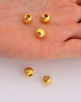 24K Gold 8mm Plated Seamless Round Beads, 925 Silver Corrugated Round Beads in Gold Vermeil, Round Seperator Beads, Jewelry Supplies, VM5F