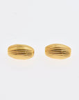 24K Gold 10mmx6mm Plated Seamless Oval Beads, 925 Silver Corrugated Oval Beads in Gold Vermeil, Olive Shape Beads, Jewelry Supplies, VM4D