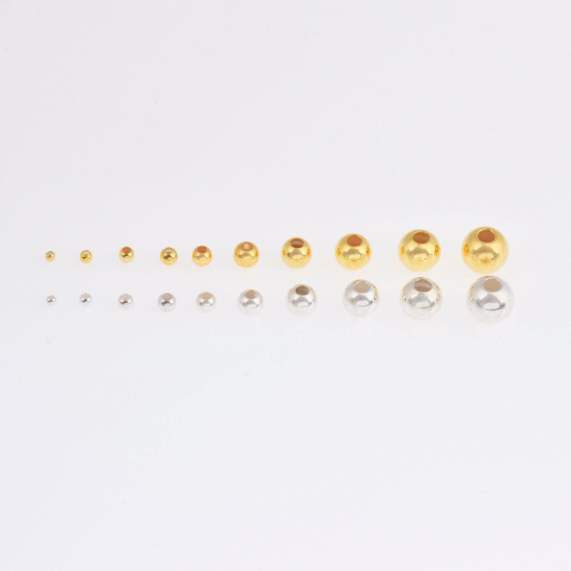 24K Gold Vermeil & 925 Plated Seamless Round Beads, Silver Round Beads in Gold, Round Shape Seperator Beads, Jewelry Supplies, M3/VM3 A-J