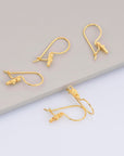24K Gold Vermeil Ear Wires, 24K Gold Plated Earring Hooks, 925 Silver Flower Ear Wires, Earring Making Supply, Jewelry Making Findings, VM40