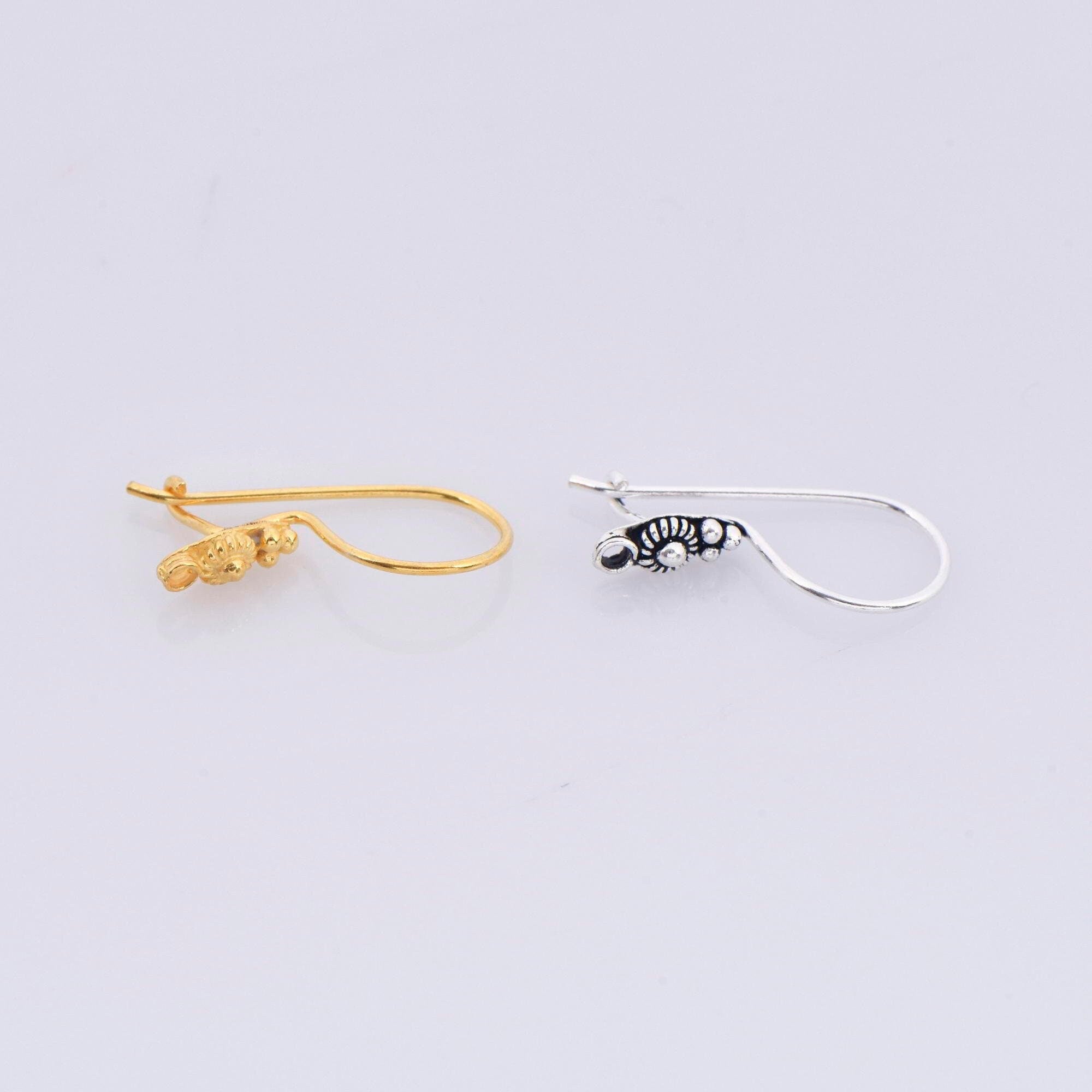 24K Gold Vermeil & 925 Sterling Silver Ear Wires, Earring Hooks, Flower Ear Wires, Earrings Making Supply, Jewelry Findings, M40/VM40