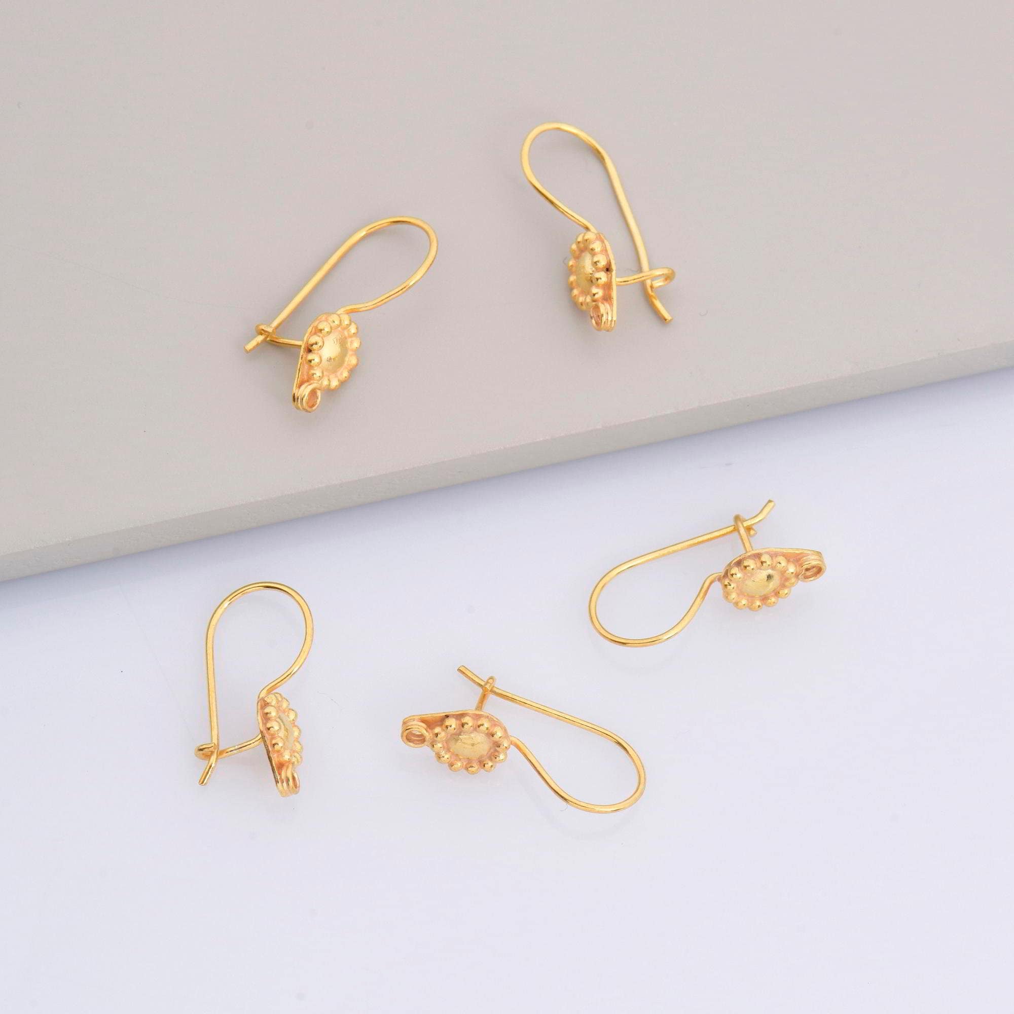 24K Gold Vermeil and 925 Sterling Silver Ear Wires, Earring Hooks, Flower Ear Wires, Earrings Making Supply, Jewelry Findings, M41/VM41