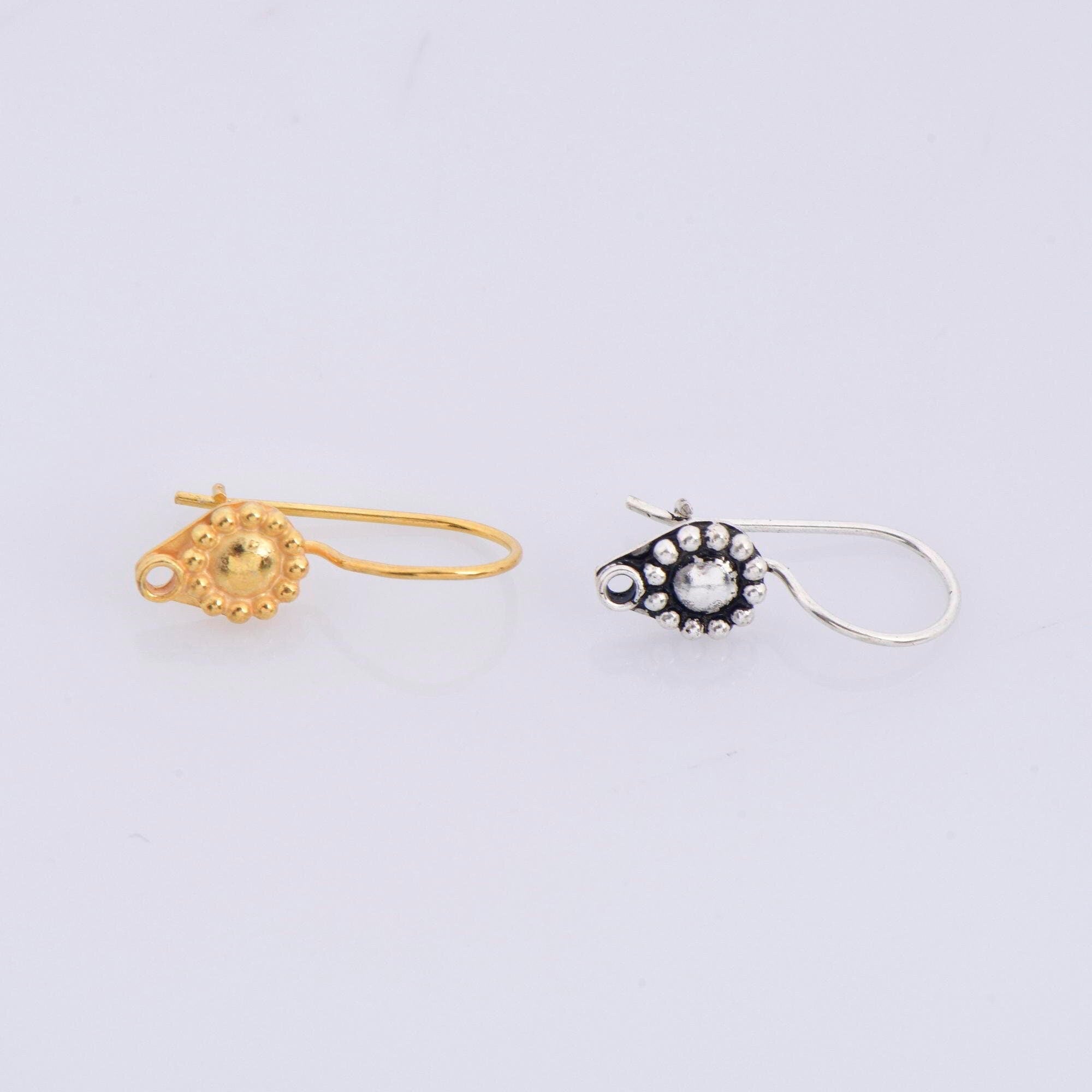 24K Gold Vermeil and 925 Sterling Silver Ear Wires, Earring Hooks, Flower Ear Wires, Earrings Making Supply, Jewelry Findings, M41/VM41