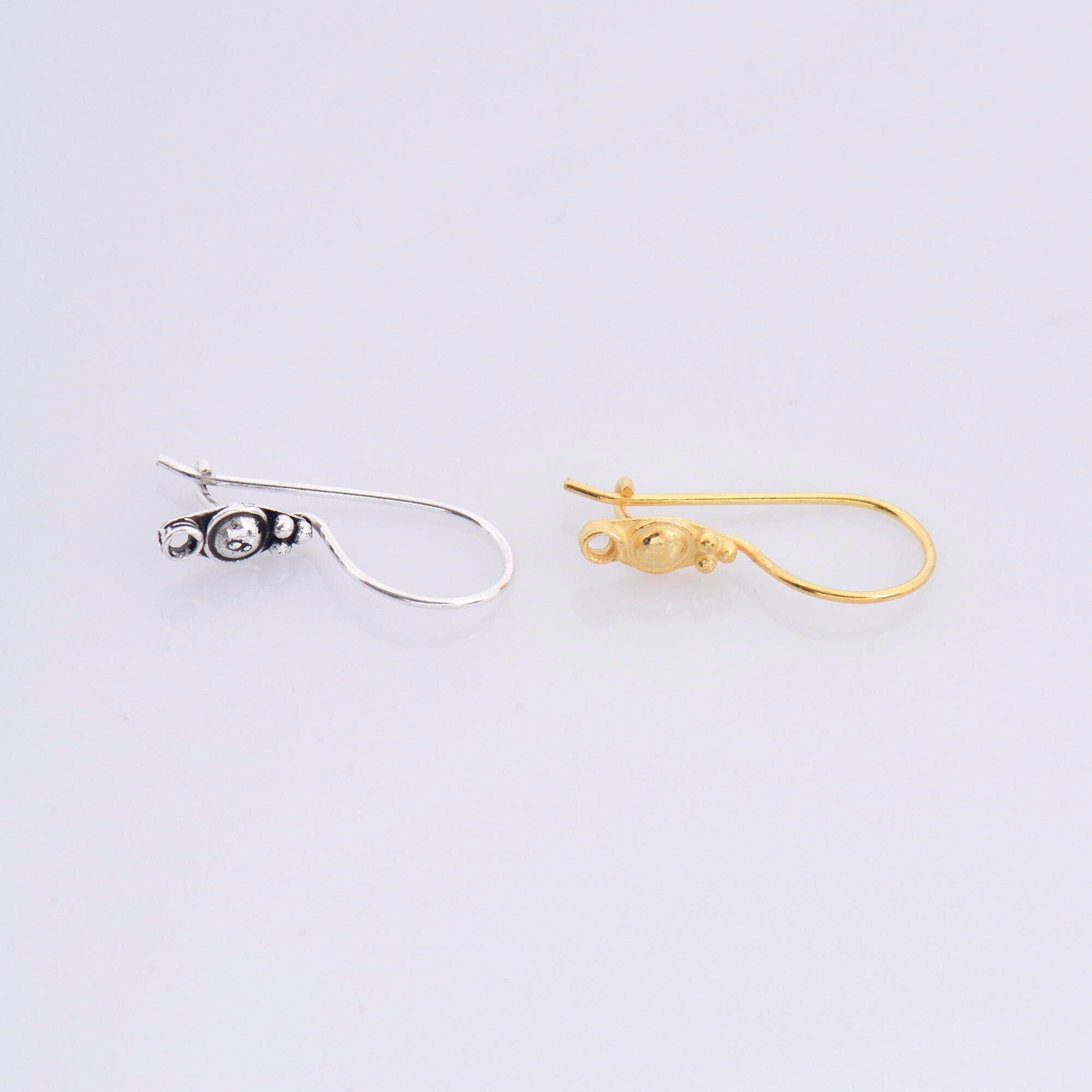 24K Gold Vermeil & 925 Sterling Silver Ear Wires, Earring Hooks, Flower Ear Wires, Earrings Making Supply, Jewelry Findings, M42/VM42