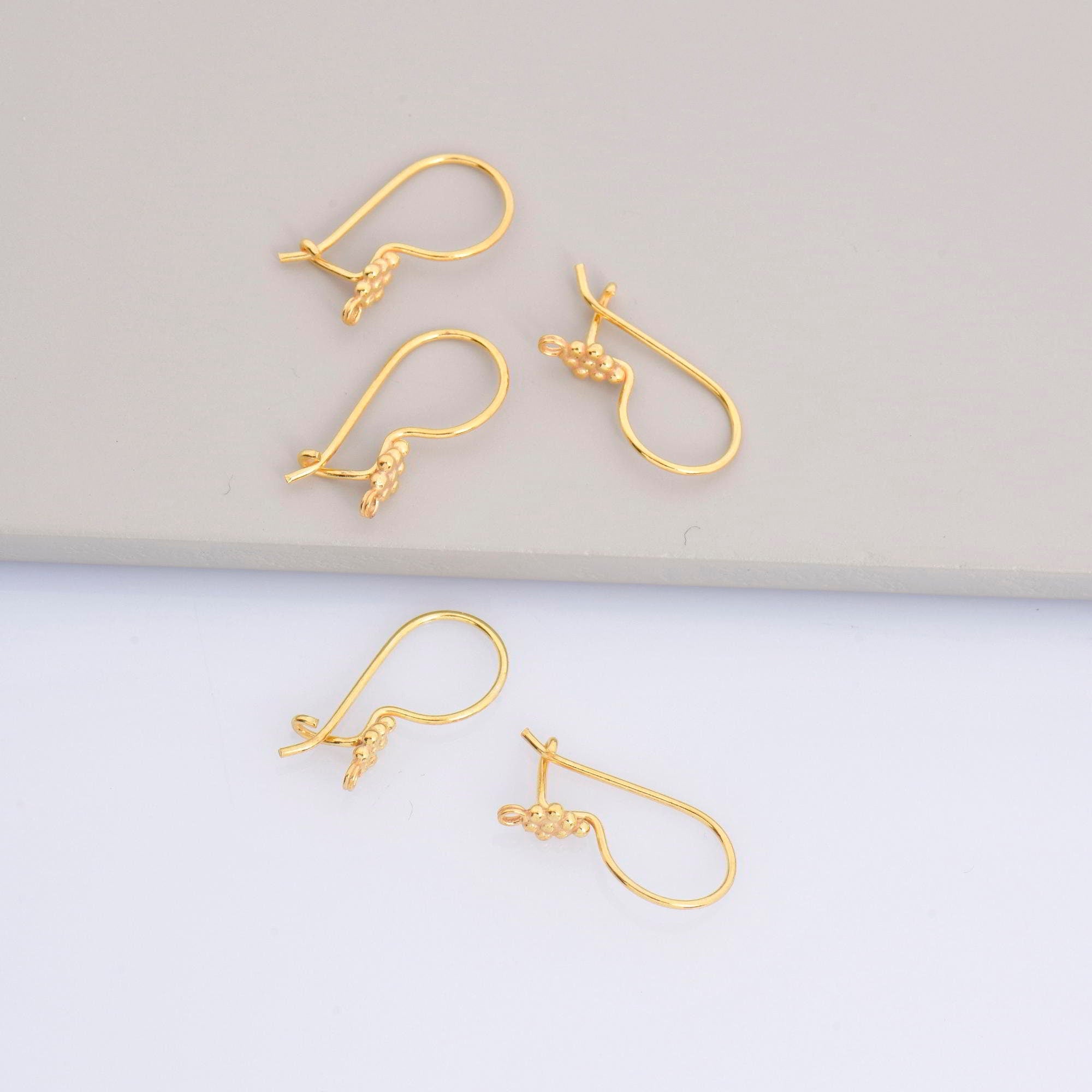 24K Gold Vermeil Flower Ear Wires, 24K Gold Plated Earring Hooks, 925 Silver Ear Wires, Earring Making Supply, Jewelry Making Findings, VM43