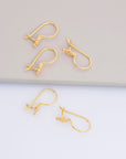 24K Gold Vermeil Flower Ear Wires, 24K Gold Plated Earring Hooks, 925 Silver Ear Wires, Earring Making Supply, Jewelry Making Findings, VM43