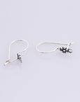 925 Sterling Silver Flower Ear Wires, Solid Silver Earring Hooks, Oxidized Silver Ear Wires, Earrings Making Supply, Jewelry Findings, M43