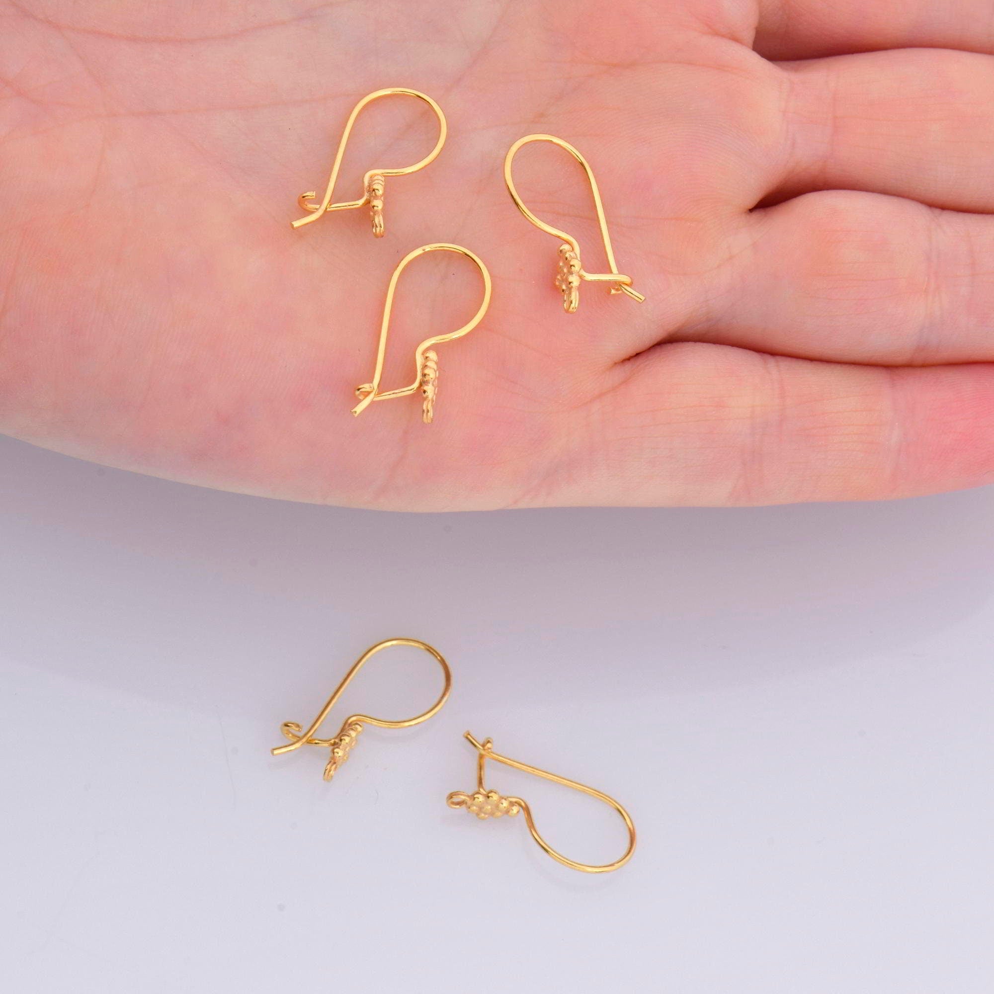 24K Gold Vermeil & 925 Sterling Silver Flower Ear Wires, Earring Hooks, Ear Wires, Earrings Making Supply, Jewelry Findings, M43 - VM43