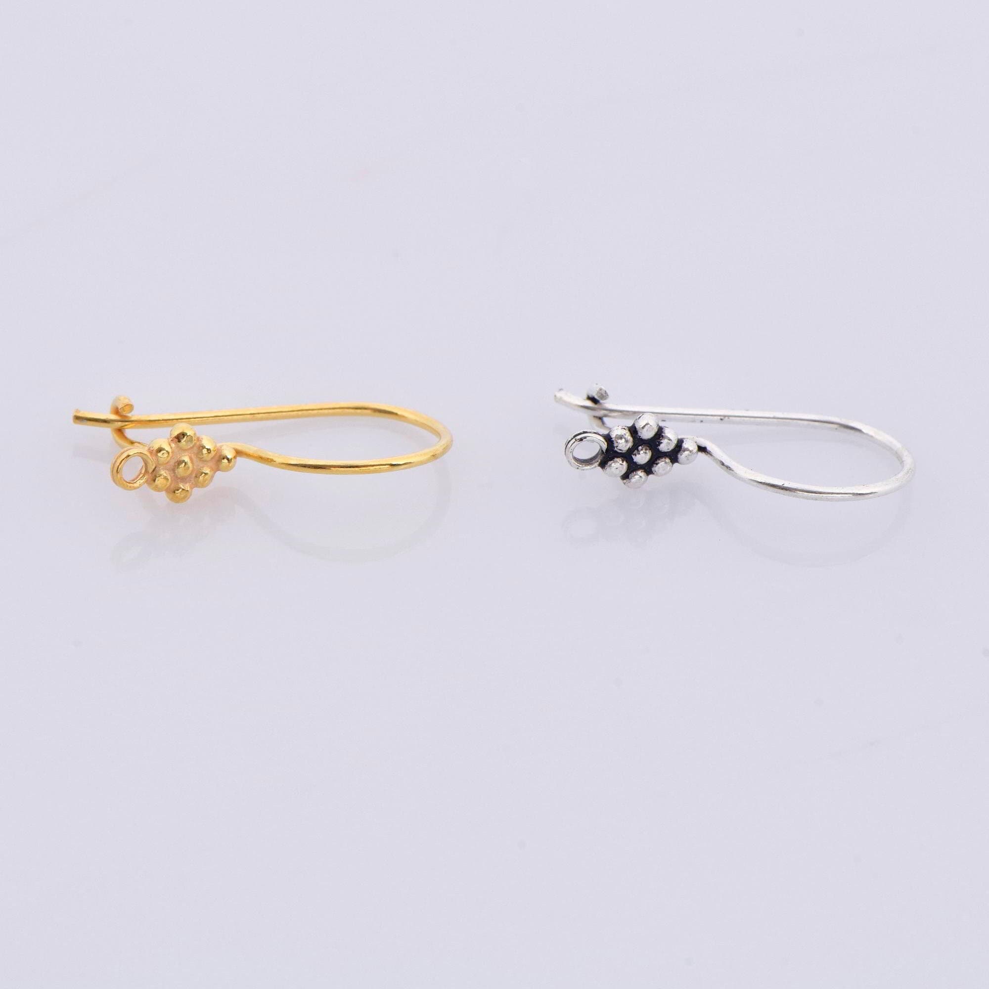 24K Gold Vermeil & 925 Sterling Silver Flower Ear Wires, Earring Hooks, Ear Wires, Earrings Making Supply, Jewelry Findings, M43 - VM43
