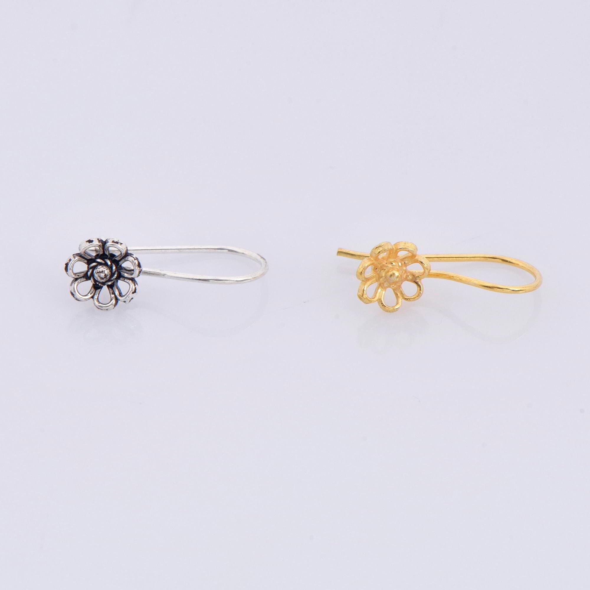 24K Gold Vermeil & 925 Sterling Silver Flower Ear Wires, Earring Hooks, Ear Wires, Earrings Making Supply, Jewelry Findings, M44- VM44