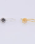 24K Gold Vermeil & 925 Sterling Silver Flower Ear Wires, Earring Hooks, Ear Wires, Earrings Making Supply, Jewelry Findings, M44- VM44