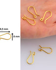 24K Gold Vermeil Ear Wires, 24K Gold Plated Earring Hooks, 925 Silver Ball Ear Wires, Earrings Making Supply, Jewelry Making Findings, VM38