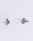 925 Sterling Silver Heart Shape Ear Wires, Solid Earring Hooks, Oxidized Silver Ear Wires, Earrings Making Supply, Jewelry Findings, M46