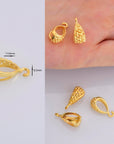 24K Gold Vermeil and 925 Silver Filigree Bails with Open Loop, Antique Silver Open Loop Bails, Connector Bails, Silver Findings, M/VM36
