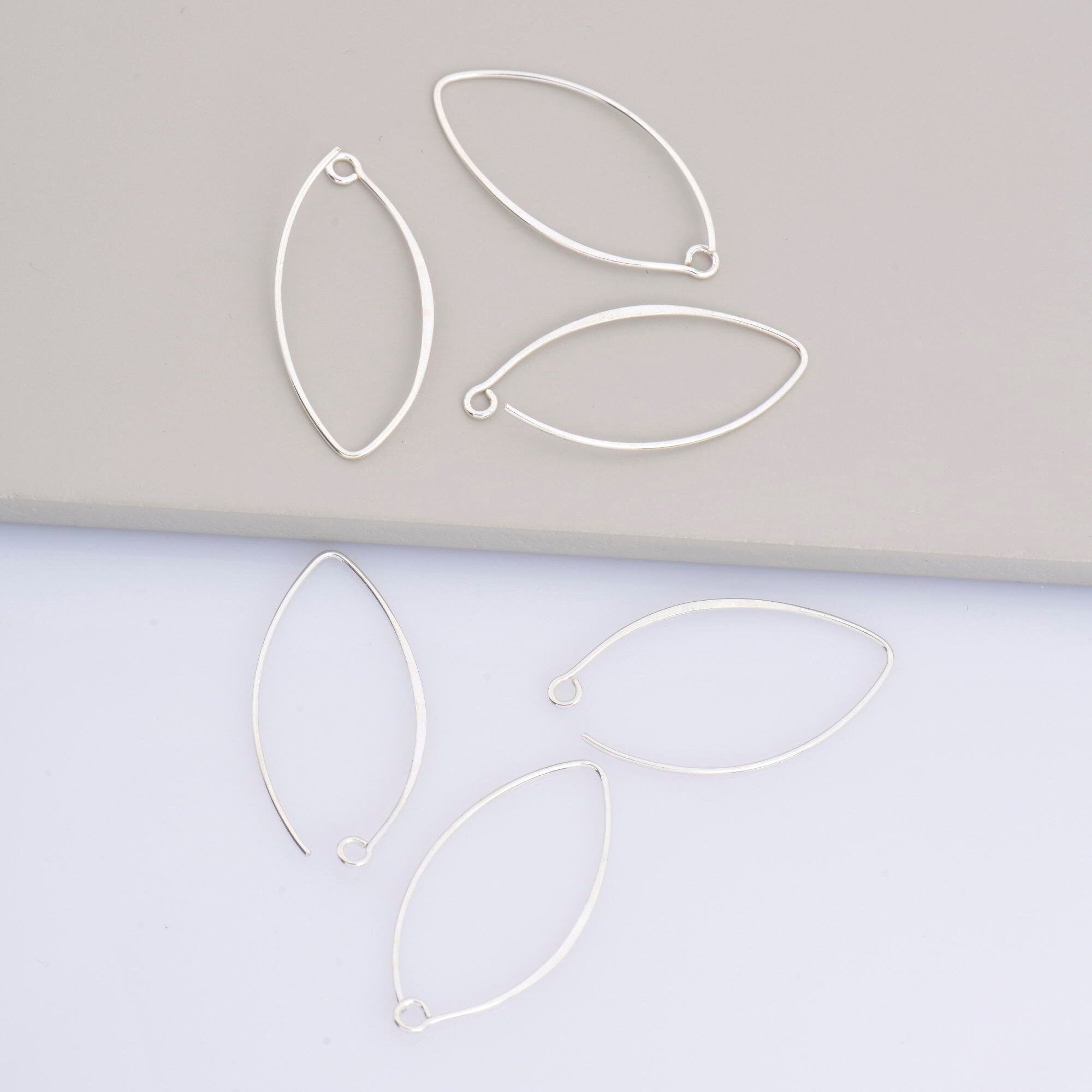 925 Sterling Silver 34 mm V Shape Ear Wires w Open Loop , Earring Hooks , Earring Making Supply, Sterling Silver Findings, M49B
