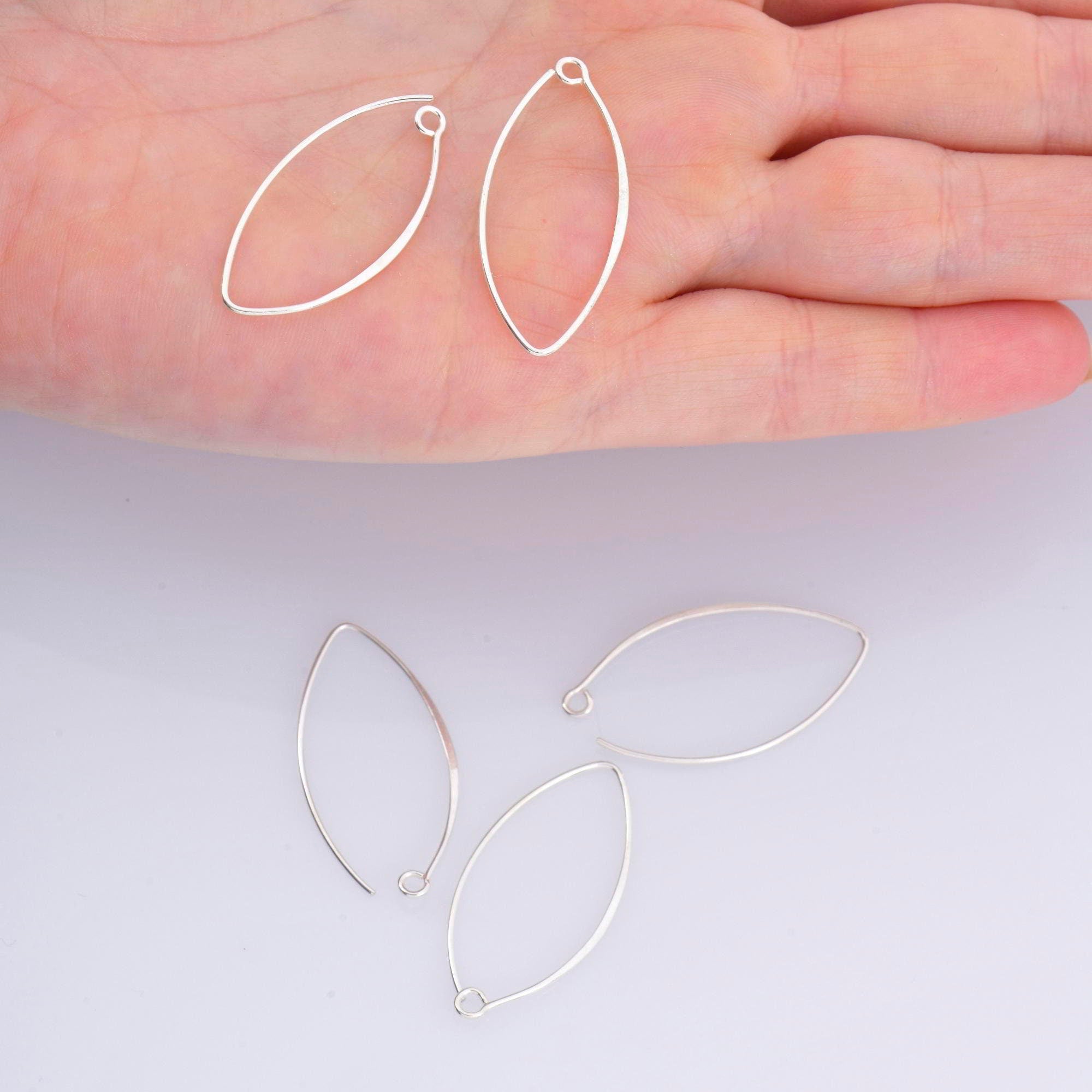 925 Sterling Silver 34 mm V Shape Ear Wires w Open Loop , Earring Hooks , Earring Making Supply, Sterling Silver Findings, M49B