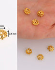 24K Gold Vermeil 8-9mm Flower Bead Caps, Gold Plated Bead Caps, 925 Solid Silver Bead Caps in Gold, Spacer Bead Caps, Jewelry Making, VM6A-B