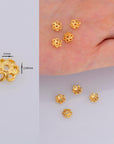 925 Sterling Silver & 24K Gold Vermeil 5.5mmBead Caps, Silver Bead Caps in Gold, Gold Plated Bead Caps, Jewelry Spacer Bead Caps, VM12/M12