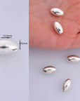 925 Sterling Silver Oval 13.5x8mm Beads, Solid Rice Beads, Seamless Olive Beads, Barrel Shape Bracelet Spacer Beads, Jewelry Supplies, M1F