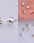925 Silver Diamond Cut 6mm Round Beads, Sterling Silver Laser Multi Diamond Cut Beads, Moon Cut Spacer Beads, Jewelry Crafting Supplies, M2E