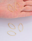 24K Gold Vermeil 26 mm V Shape Ear Wires, 925 Silver Earring Hooks in 24K Gold, V Ear Wires with Open Loop, Earrings Findings, VM49A
