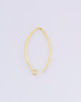 24K Gold Vermeil 26 mm V Shape Ear Wires, 925 Silver Earring Hooks in 24K Gold, V Ear Wires with Open Loop, Earrings Findings, VM49A