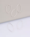 925 Sterling Silver 26 mm V Shape Ear Wires, Solid Silver Earring Hooks, V Ear Wires with Open Loop, Earrings Making Supply,M49A