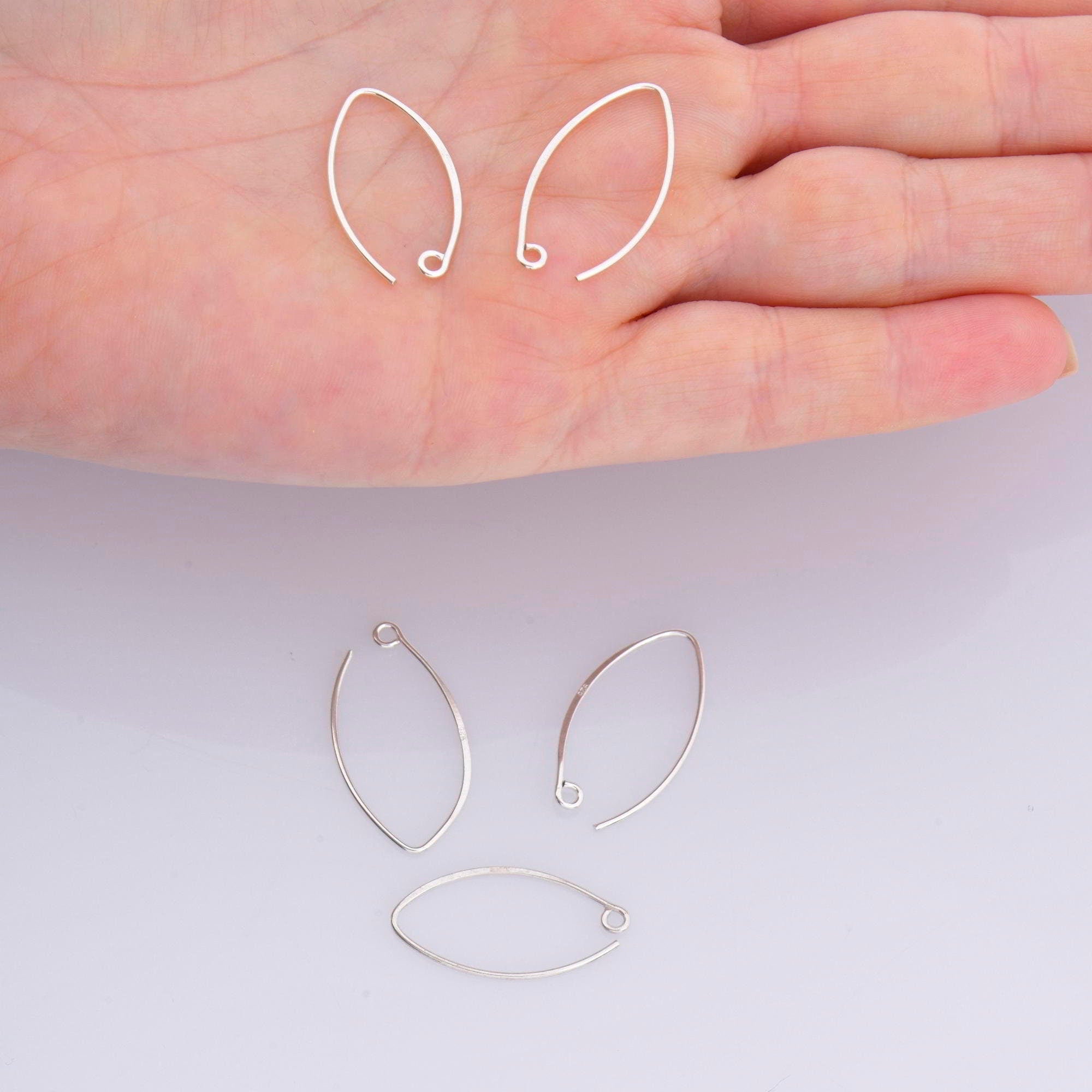 24K Gold Vermeil & 925 Sterling Silver 26 mm V Shape Ear Wires w Open Loop, Earring Hooks, Earring Making Supply, Findings, M/VM49A