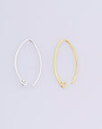 24K Gold Vermeil & 925 Sterling Silver 26 mm V Shape Ear Wires w Open Loop, Earring Hooks, Earring Making Supply, Findings, M/VM49A