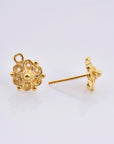 24K Gold Vermeil Flower Ear Post, 925 Solid Silver Flower Earring Studs with Loop, Gold Plated Earring Posts, Jewelry Making Findings, VM50