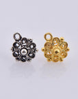 24K Gold Vermeil and 925 Silver Flower Ear Post, Flower Earring Studs with Loop, Gold Plated Earring Posts, Jewelry Making Findings, MV/M50