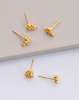 24K Gold Vermeil Flower Ear Post, 925 Solid Silver Flower Earring Studs with Loop, Gold Plated Earring Posts, Jewelry Making Findings, VM51