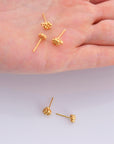 24K Gold Vermeil and 925 Silver Flower Ear Post, Flower Earring Studs with Loop, Gold Plated Earring Posts, Jewelry Making Findings, MVM51