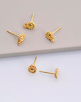 24K Gold Vermeil Flower Ear Post, 925 Solid Silver Flower Earring Studs with Loop, Gold Plated Earring Posts, Jewelry Making Findings, VM52