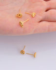24K Gold Vermeil Flower Ear Post, 925 Solid Silver Flower Earring Studs with Loop, Gold Plated Earring Posts, Jewelry Making Findings, VM52