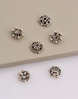 925 Sterling Silver Flower Bead Caps, Solid Silver Bead Caps, 9mm Flower Bead Caps, Oxidized Spacer Bead Caps, Jewelry Crafting Supply, M6B