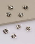 925 Sterling Silver 8-9mm Flower Bead Caps, Solid Silver Bead Caps, Flower Bead Caps, Oxidized Spacer Bead Cap, Jewelry Crafting Supply, M6B
