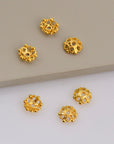 24K Gold Vermeil 8-9mm Flower Bead Caps, Gold Plated Bead Caps, 925 Solid Silver Bead Caps in Gold, Spacer Bead Caps, Jewelry Making, VM6A-B
